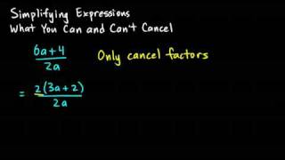 Algebra 1 61a  Simplifying Expressions  What You Can and Cant Cancel [upl. by Salmon]