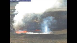 Explosion at Halemaumau lava lake [upl. by Hanako]