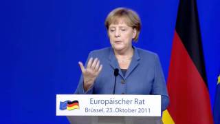 Merkel  Sarkozy press conference  Brussels 23 Oct 2011 GermanFrench no subs [upl. by Archle]