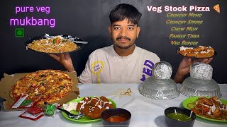 VEG STOCK PIZZA CRUNCHY MOMO OR SPRING ROLL FULL SPICY CHOW MEIN PANEER TIKKA VEG BURGER asmr [upl. by Aicelet860]