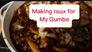 MAKING A ROUX FOR MY GUMBO CHRISTMAS DINNER HOWTO SEAFOODGUMBO COOKING [upl. by Soigroeg]