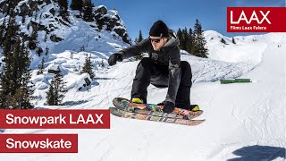 Snowskate at Snowpark LAAX with Mäthu Wattinger [upl. by Ynnob18]