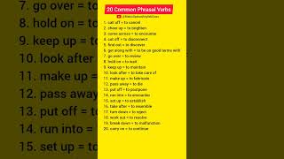 20 Common Phrasal Verbs phrases phrasalverbs idioms vocabulary english englishspeaking short [upl. by Ynnek964]