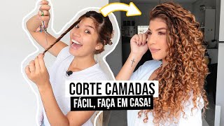 MELHOR CORTE PARA CABELO CACHEADO Corte camadas em casa  por Jessica Melo [upl. by Gennaro]