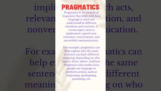 Pragmatics  Pragmatics in linguistics shots linguistics [upl. by Joshua]