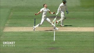 Warner caught on 99  but England rookie oversteps  Ashes 201718 [upl. by Mishaan]