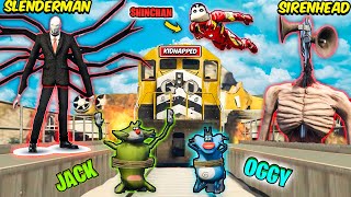 🤣Shinchan Oggy amp Jack Vs GIANT Sirenhead  Slenderman  Ironman  Shinchan Saved Oggy Jcak  Gta5 [upl. by Oiramd]