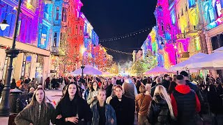 Łódź Poland 🇵🇱 Light Move Festival  Piotrkowska Street  TRAVEL ALONE  Night Life virtualtour [upl. by Steck244]