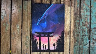 Your Name Kimi No Wa Acrylic painting [upl. by Erual634]