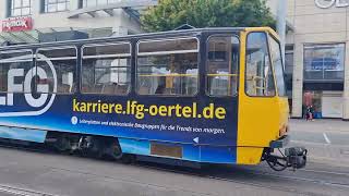 Straßenbahn Gera Linie 3 Tatra KT4DMC Nr 308309 Ankunft Heinrichstraße Nach LusanBrüte [upl. by Gottuard]