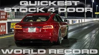 P100D Tesla Model S Record for the quickest stock 4 door car running 1076 in the 14 Mile [upl. by Ithsav]