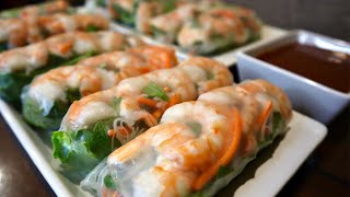 How to Make Vietnamese Spring Rolls With Peanut Sauce  Easy Shrimp Spring Rolls  Eats With Gasia [upl. by Yurik411]