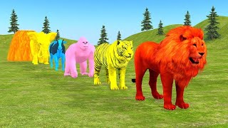 Long Slide Game With Elephant Gorilla Buffalo Hippopotamus Tiger  3d Animal Game  Funny 3d Animals [upl. by Nnylesor982]