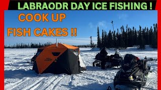 LABRADOR DAY ICE FISHING  NORDIC LEGEND HOT TENT chocolatelabrador icefishing newfoundland [upl. by Moshell633]