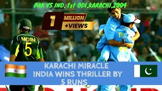 India vs Pakistan 1st ODI at Karachi 2004  India crashes Pakistan party in close encounter Karachi [upl. by Andrus]