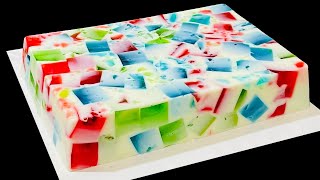 Broken Glass Jelly Pudding  Easy No Bake Jelly Dessert [upl. by Solita588]