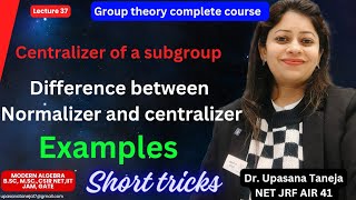 Centralizer of a subgroup Difference between normalizer and centralizer [upl. by Arriat779]