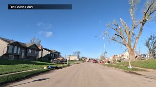 Take a drive through one of the Elkhorn neighborhoods effected by Fridays tornados [upl. by Winn]