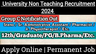 University Non Teaching Recruitment 2024  Permanent Job  12th Pass Vacancy  Any Graduate [upl. by Alodie]