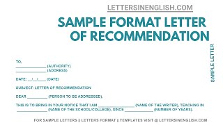 Recommendation Letter format  Recommendation Letter Sample  Letters in English [upl. by Ytsur657]