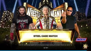 The Rock vs Roman Reigns vs Cody Rhodes  Epic Steel Cage Match  WWE 2K24 Gameplay [upl. by Adiana]