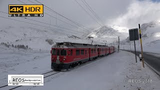 201811 4K Pontresina and Bernina with snowfall new and old rolling stock during winter in 4K [upl. by Maurita31]