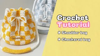 How to crochet shoulder bag  checkered bag crochet tutorial [upl. by Akeihsat]