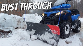 Snow Plowing the End of a Driveway After a Blizzard without killing your ATV [upl. by Nauq]