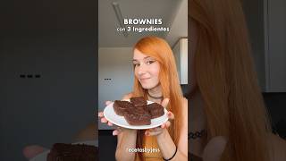 BROWNIES con 3 INGREDIENTES 🍫 postresfaciles [upl. by Anett]