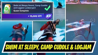 Swim at Sleepy Sound Camp Cuddle and Logjam Lumberyard Locations  Fortnite Chapter 3 Daily Quest [upl. by Hunt]