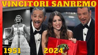 TUTTI I VINCITORI DI SANREMO 2024  1951 CHI HA VINTO NELLE VARIE EDIZIONI [upl. by Namwen343]