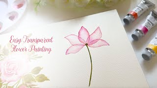 How to Paint a Simple Watercolour Transparent Flower 🩷❤️ [upl. by Anaela]