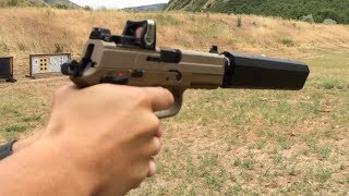 FN FNP 45 Tactical Silencerco Osprey Suppressor Trijicon RMR Wet vs Dry Suppressor Test [upl. by Ditmore]