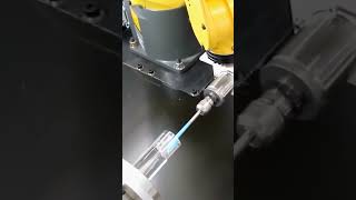 Robot Deburring Cross Holes on a Part [upl. by Atsirhc]