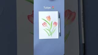 Easy Tulips Painting 🌷 tulips flowerpainting shorts trending easyart watercolors [upl. by Nirrat209]