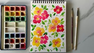 Easy watercolor flowers  Watercolor florals  Watercolor for beginners [upl. by Rebme675]