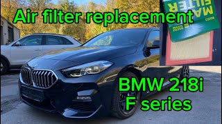 How to change air filter BMW 218i F44 F series luft filter wechseln DIY [upl. by Beaumont310]