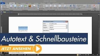 Microsoft Word Tutorial Autotext und Schnellbausteine [upl. by Adrell]