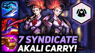 7 SYNDICATE AKALI ASSASSIN CARRY IS THE FREEST FIRST  Teamfight Tactics Patch 1122 [upl. by Gonick]