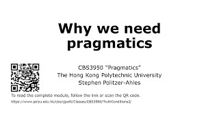 CBS3950 Pragmatics Why we need pragmatics [upl. by Nuaj]