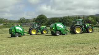 BIG BALING 24 Two John Deere Tractors amp Mchale F5500 Balers 02 06 2024 [upl. by Llehsor]