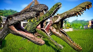 2 Spinosaurus Vs 2 Suchomimus Vs 2 Baryonyx  Jurassic World Evolution Dinosaurs Fight [upl. by Joh]