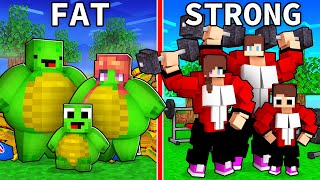 FAT Mikeys Family vs STRONG JJs Family Battle  Minecraft Animation  Maizen [upl. by Ailen]