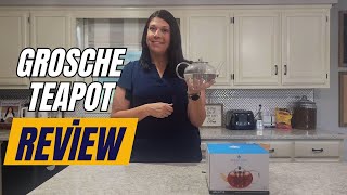 GROSCHE Joliette Glass Teapot Review 🍵 Clear Teapot with Stainless Steel Infuser for Loose Leaf Tea [upl. by Enegue]