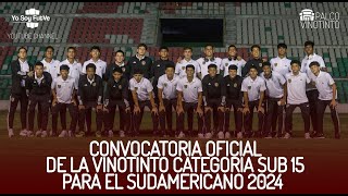 ESTA ES LA CONVOCATORIA VINOTINTO PARA EL SUDAMERICANO SUB 15 2024  PALCO VINOTINTO 24 [upl. by Wrand]