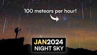 Whats in the Night Sky January 2024 🌌 Quadrantid Meteor Shower  MercuryMars Conjunction [upl. by Eittik]