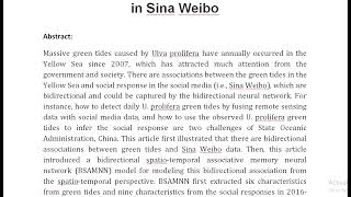 Bidirectional Spatio Temporal Association Between the Observed Results of Ulva Prolifera Green Tides [upl. by Carlo]