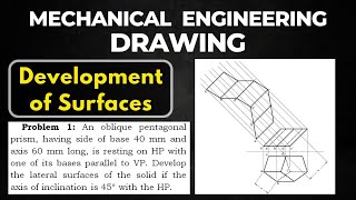 Oblique Pentagonal Prism Surface Development  Problem 1  Plate 1 amadergyantechnical [upl. by Henricks]