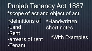 Punjab Tenancy Act 1887  Punjab Tenancy Act  Punjab tenancy act in hindi  definition [upl. by Eleni]