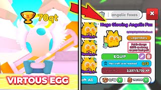 Max crafting 400 Huge Angelic Foxes from Virtuous Eggs in Heavenly Island Arm Wrestling Simulator [upl. by Anthia591]